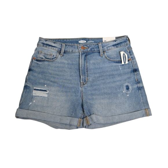 Old Navy Women's 10 High Rise Secret Slim Pocket Cuffed Jean Short NEW - Picture 1 of 10